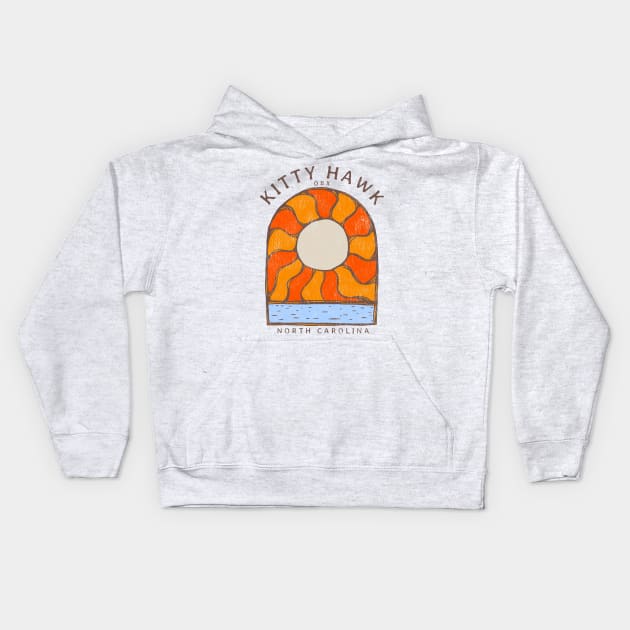 Kitty Hawk, NC Summertime Vacationing Burning Sun Kids Hoodie by Contentarama